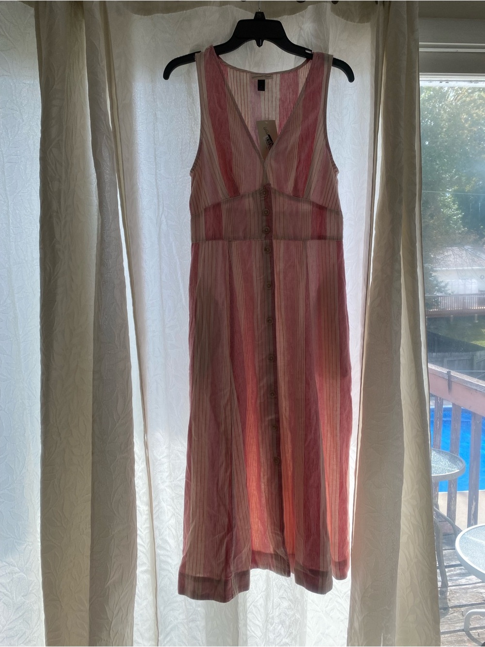Universal Thread Sleeveless Pink Striped Button-Front Midi Dress NWT